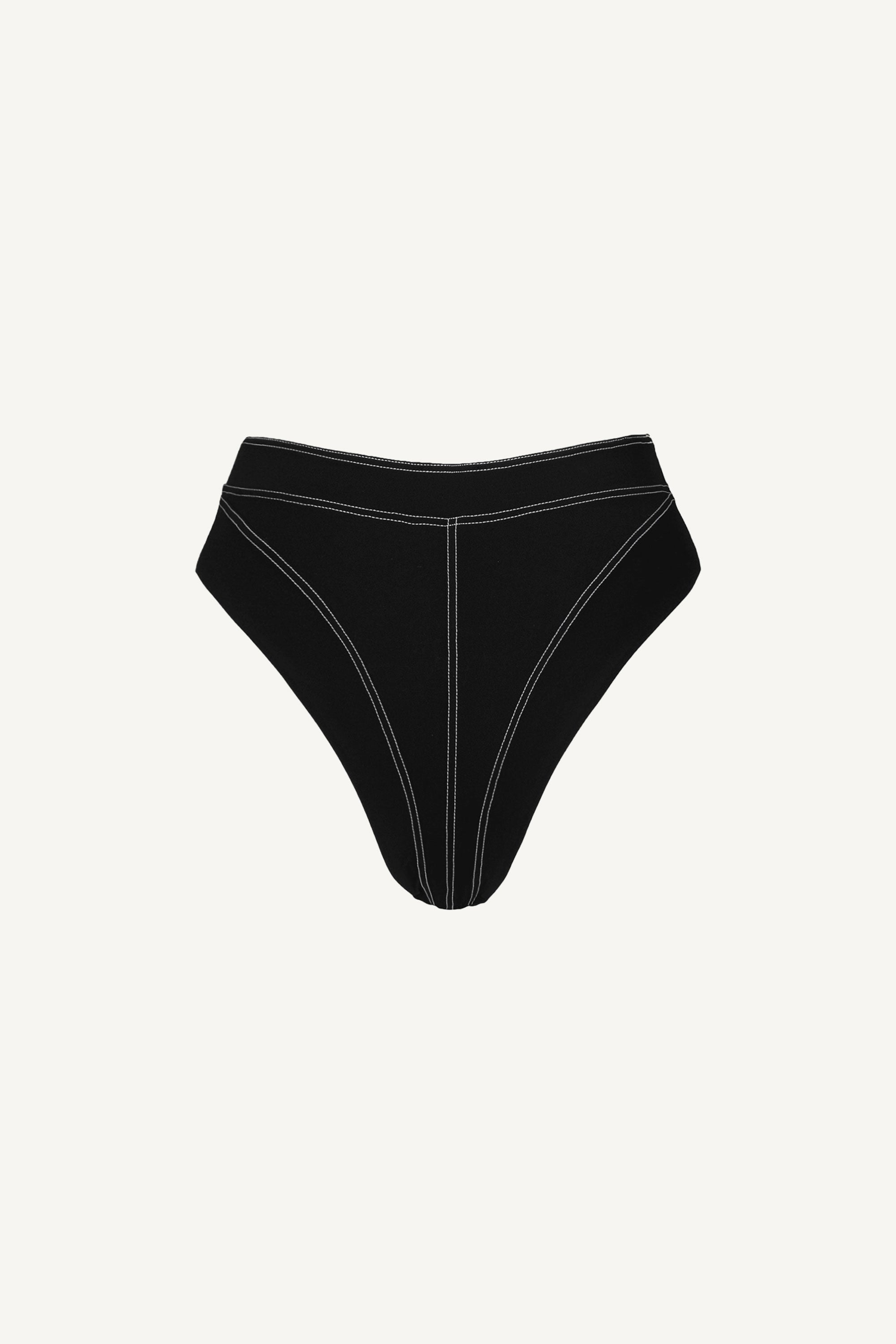 Slip de baie cu talie înaltă Corset Lines Negru