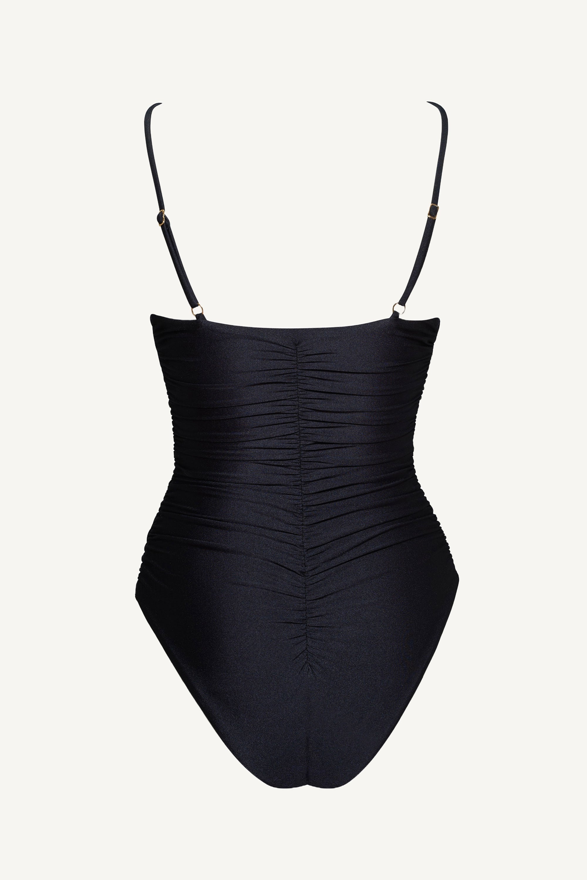 Costum de baie întreg cu fronseuri Flower Negru