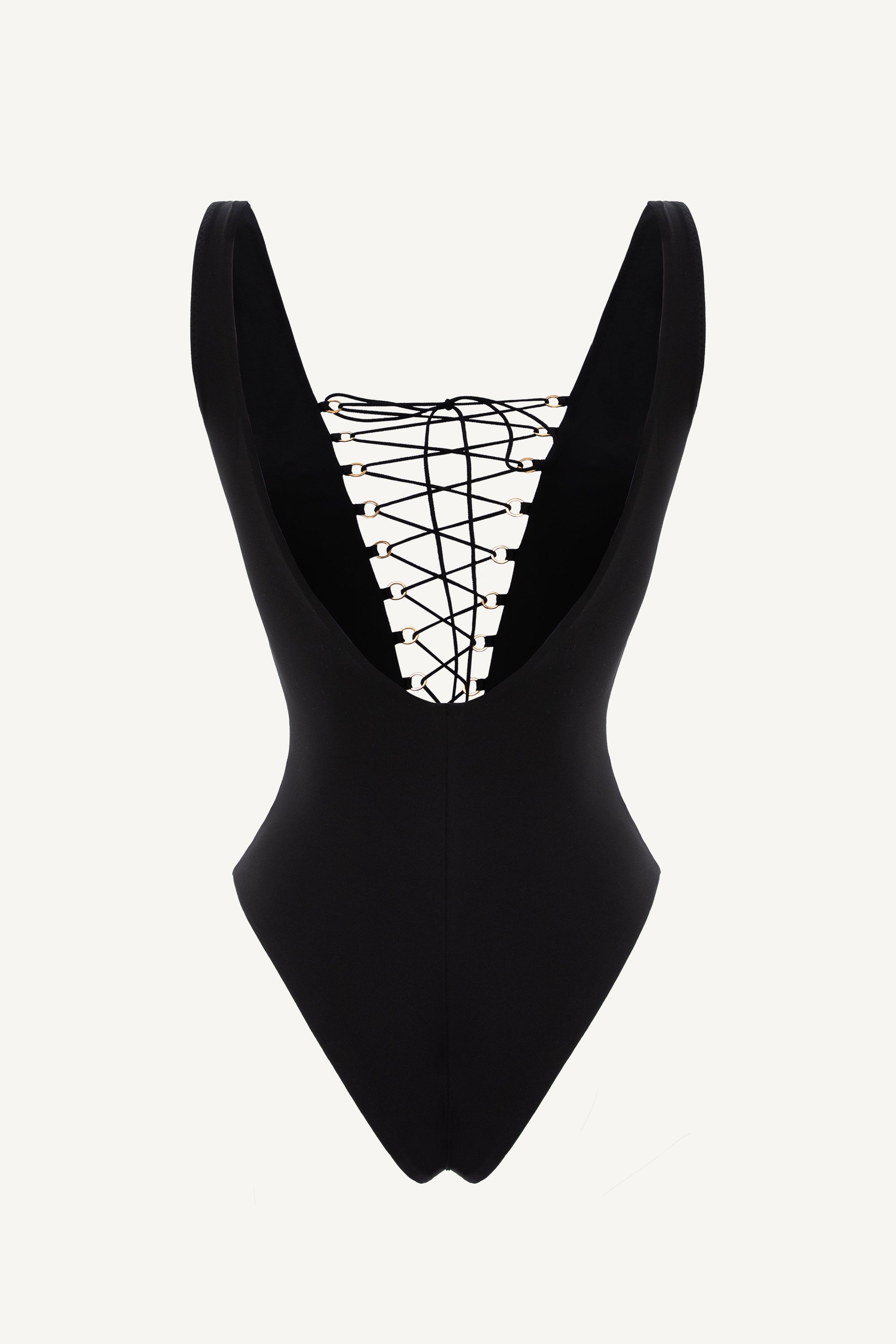 Costum de baie întreg Lace-Up Negru
