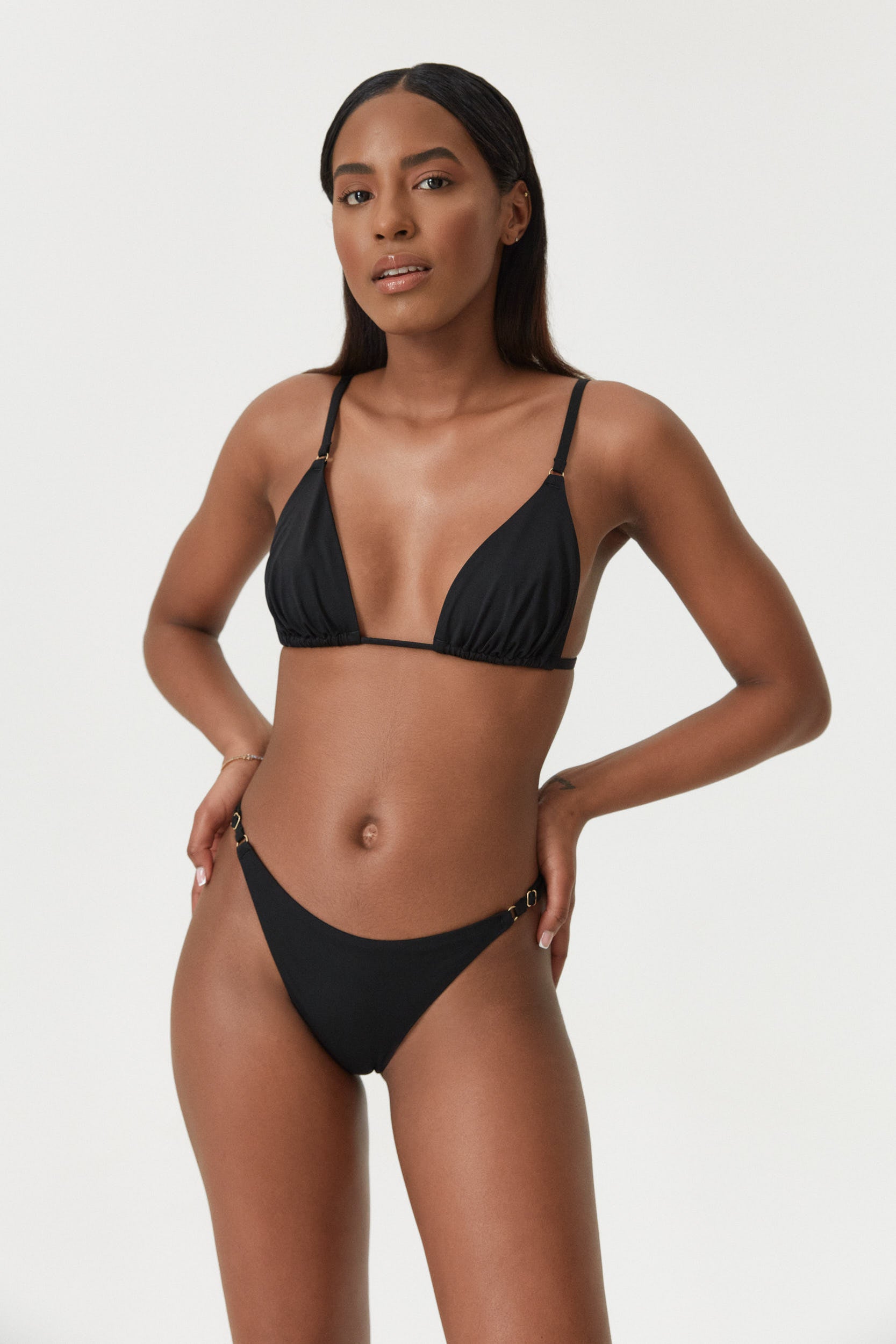 Slip de baie cu reglare pentru bronzat Negru