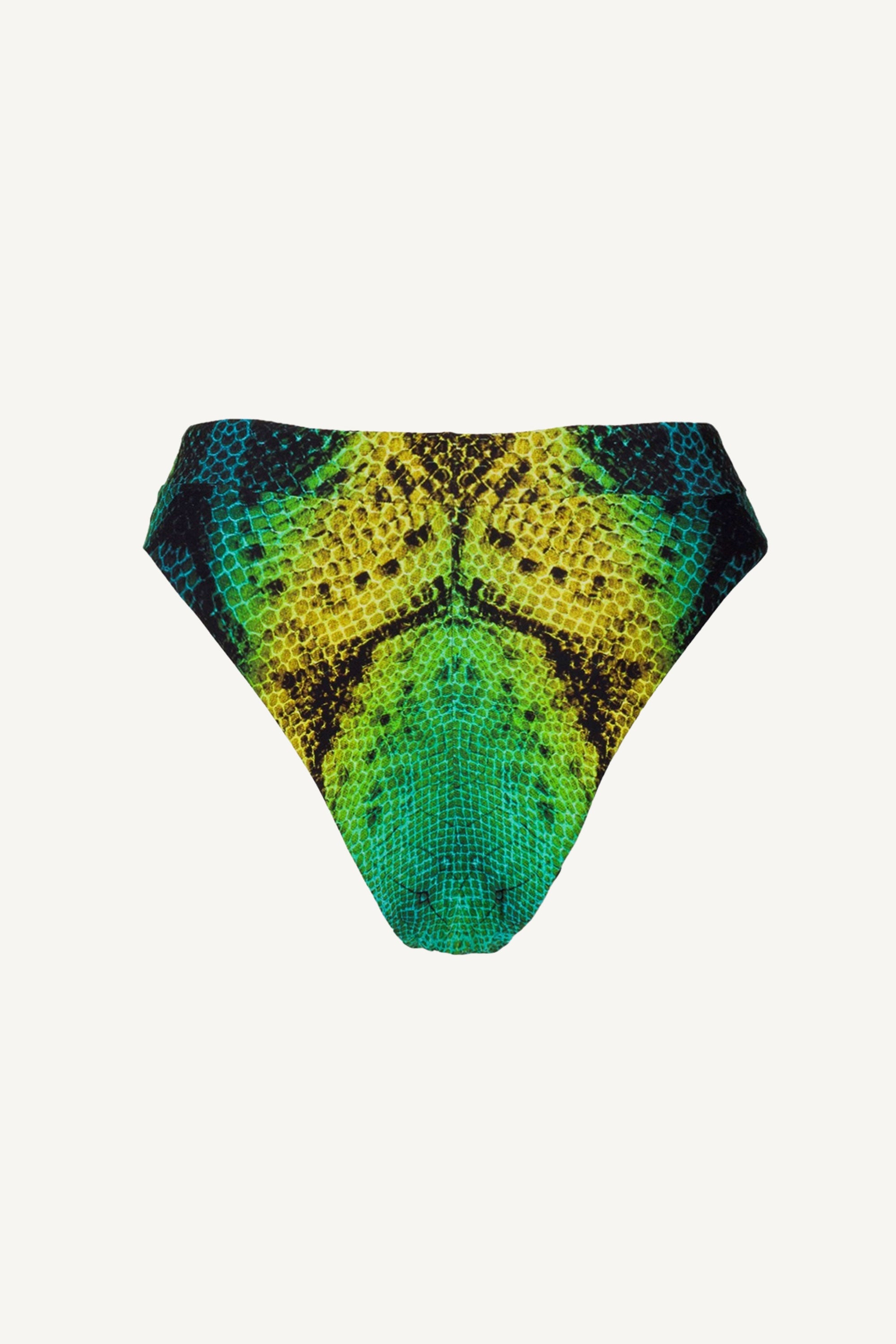 Slip de baie cu talie înaltă și imprimeu șarpe Verde