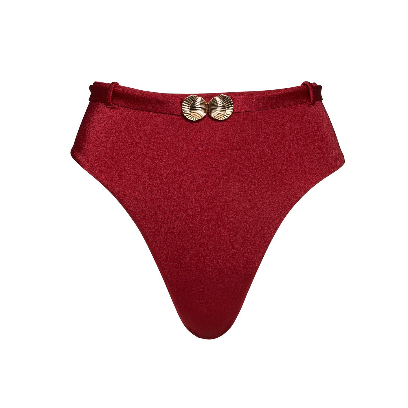 Slip de baie cu talie înaltă Seashell Roșu Rubin