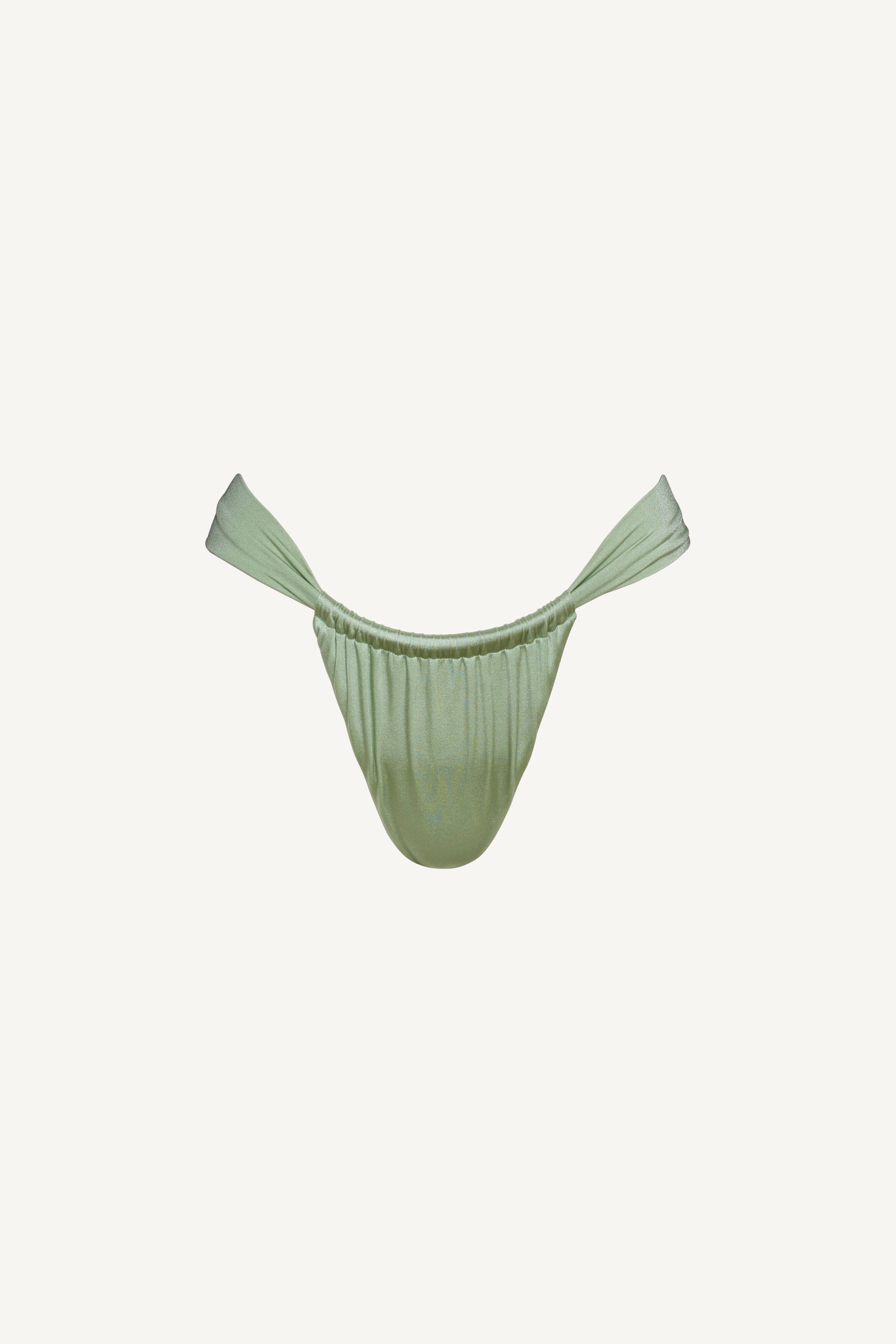 Slip de baie tanga drapat Verde Pal