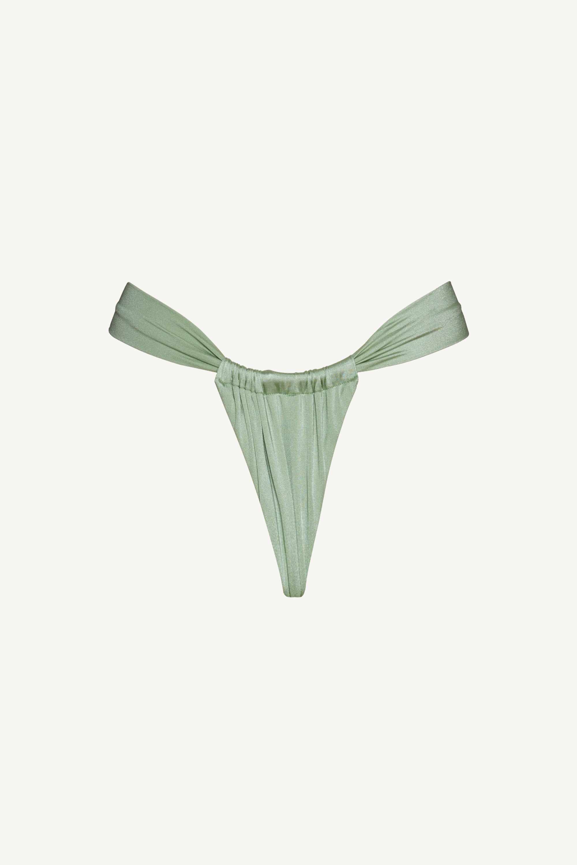 Slip de baie tanga drapat Verde Pal