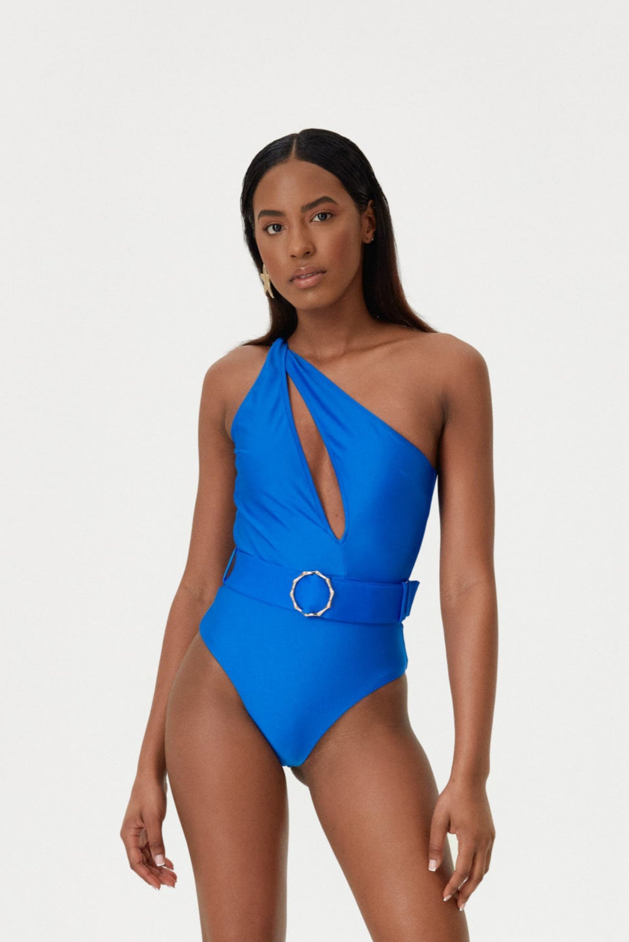 Costum de baie întreg Albastru Safir One-Shoulder