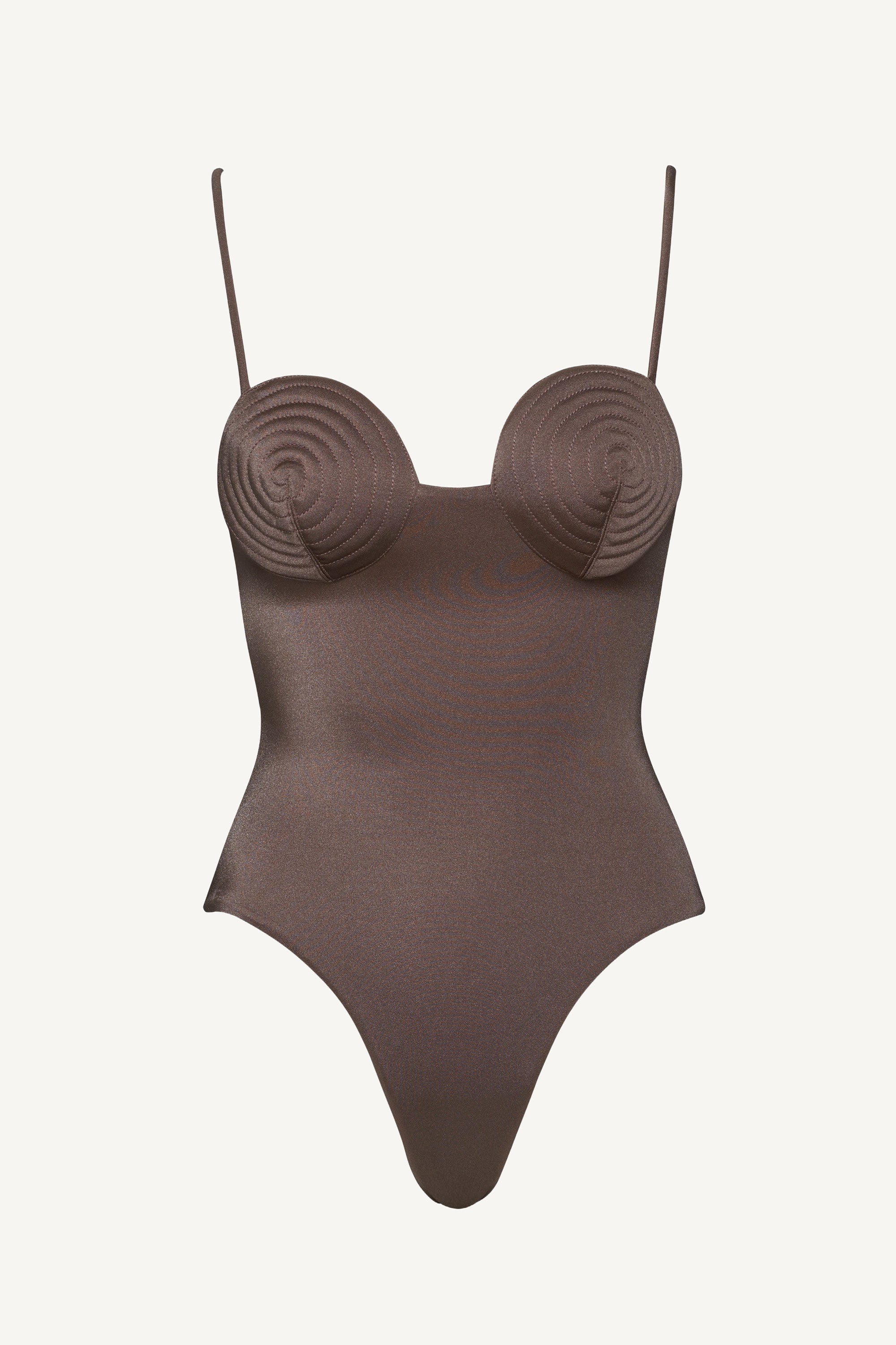 Costum de baie întreg cu spirală Taupe
