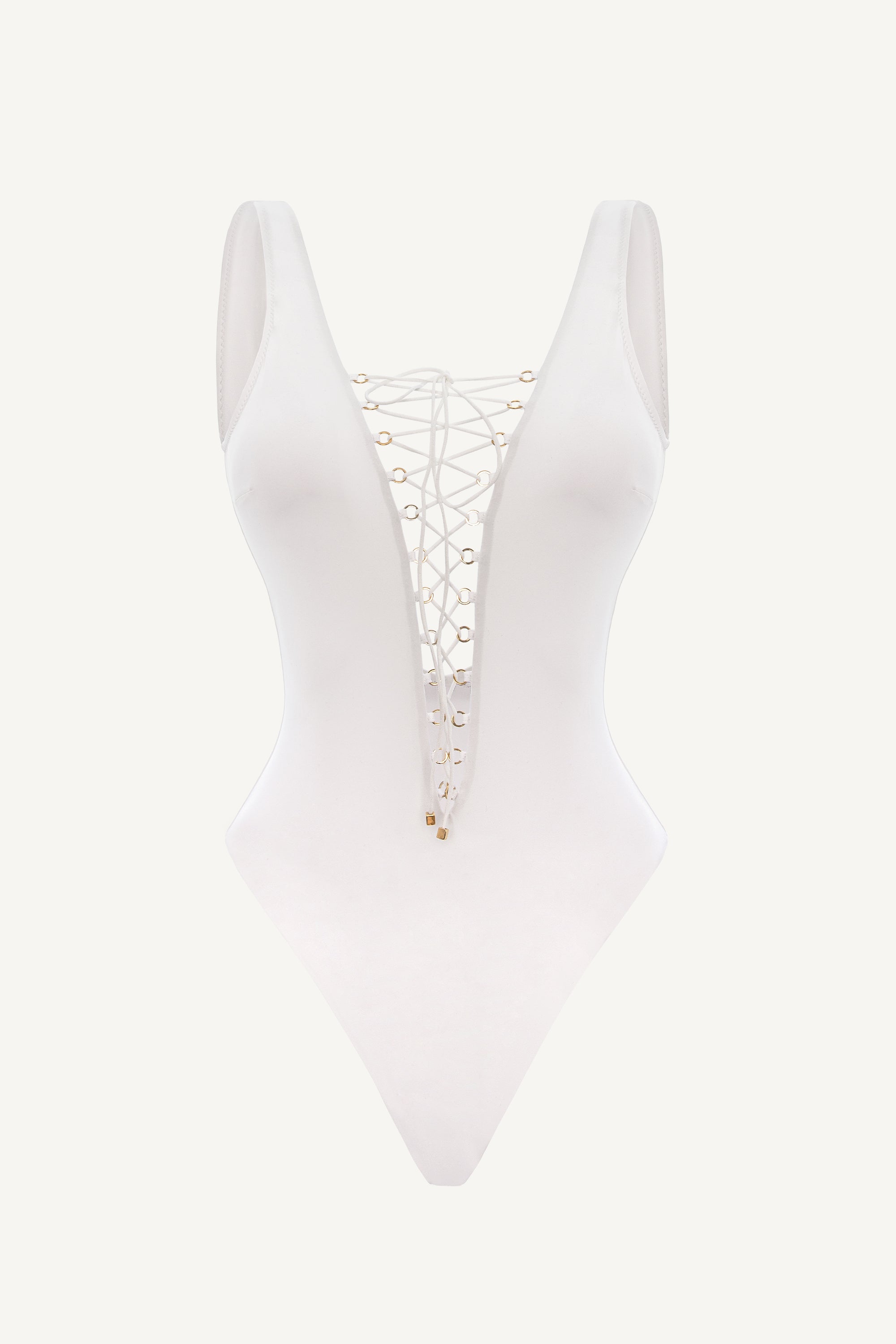 Costum de baie întreg Lace-Up Alb