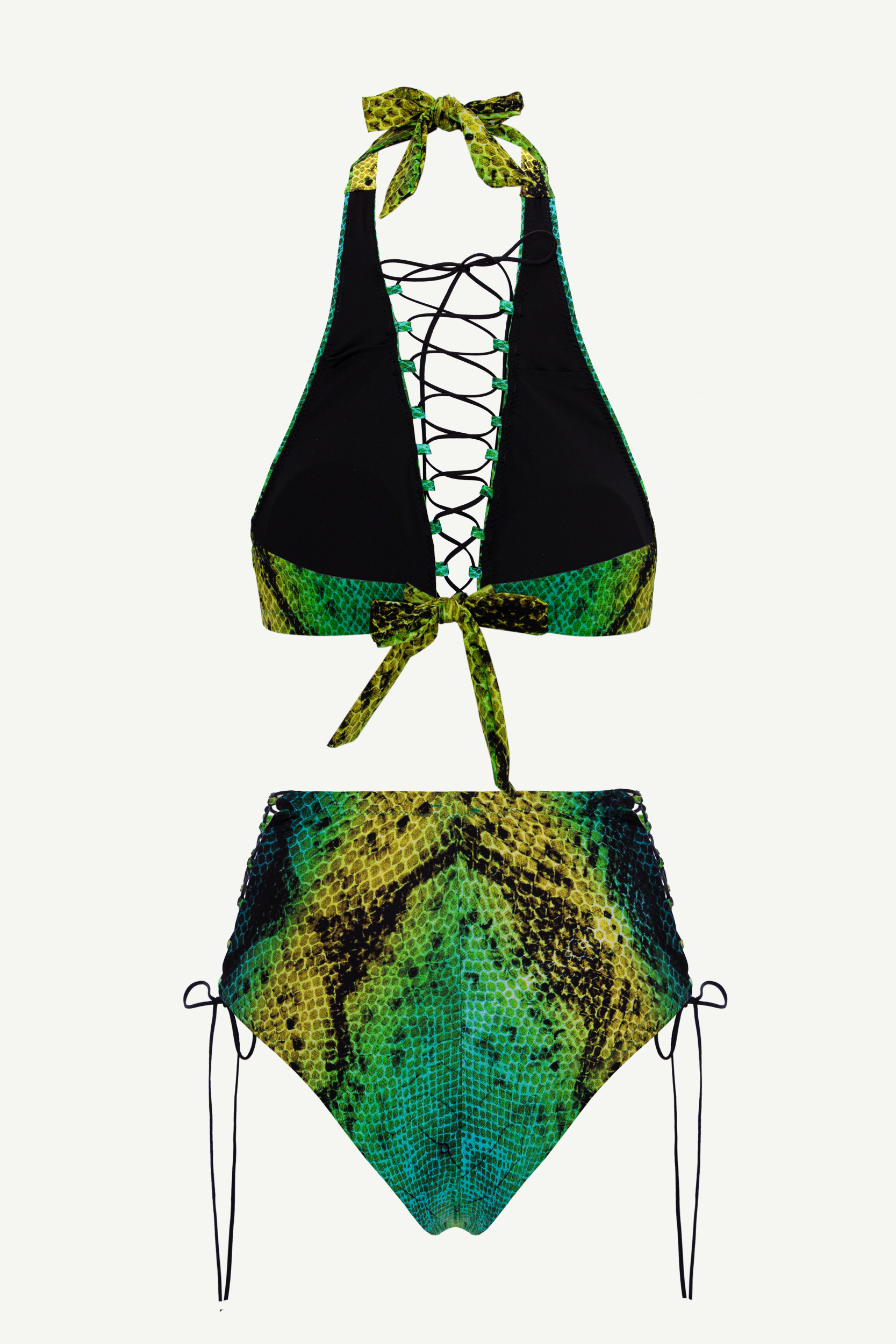 Green Snake Addicted Top & High Waist Bikini