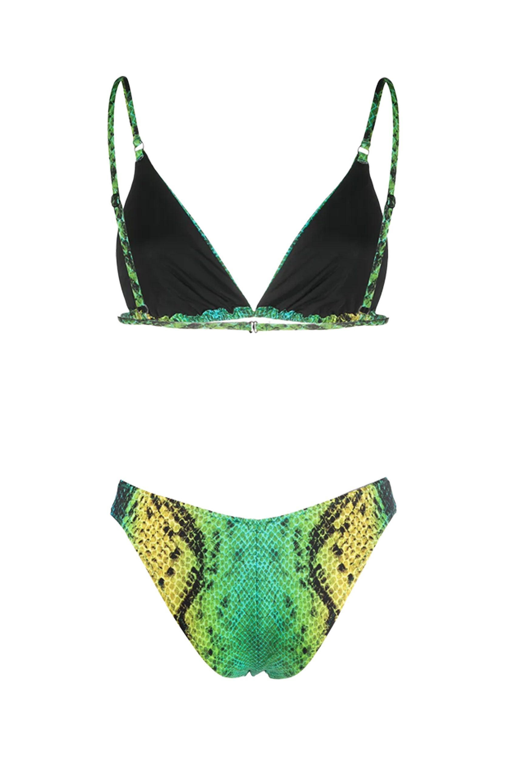 Top Triunghi Șarpe Verde & Slip V-Cut