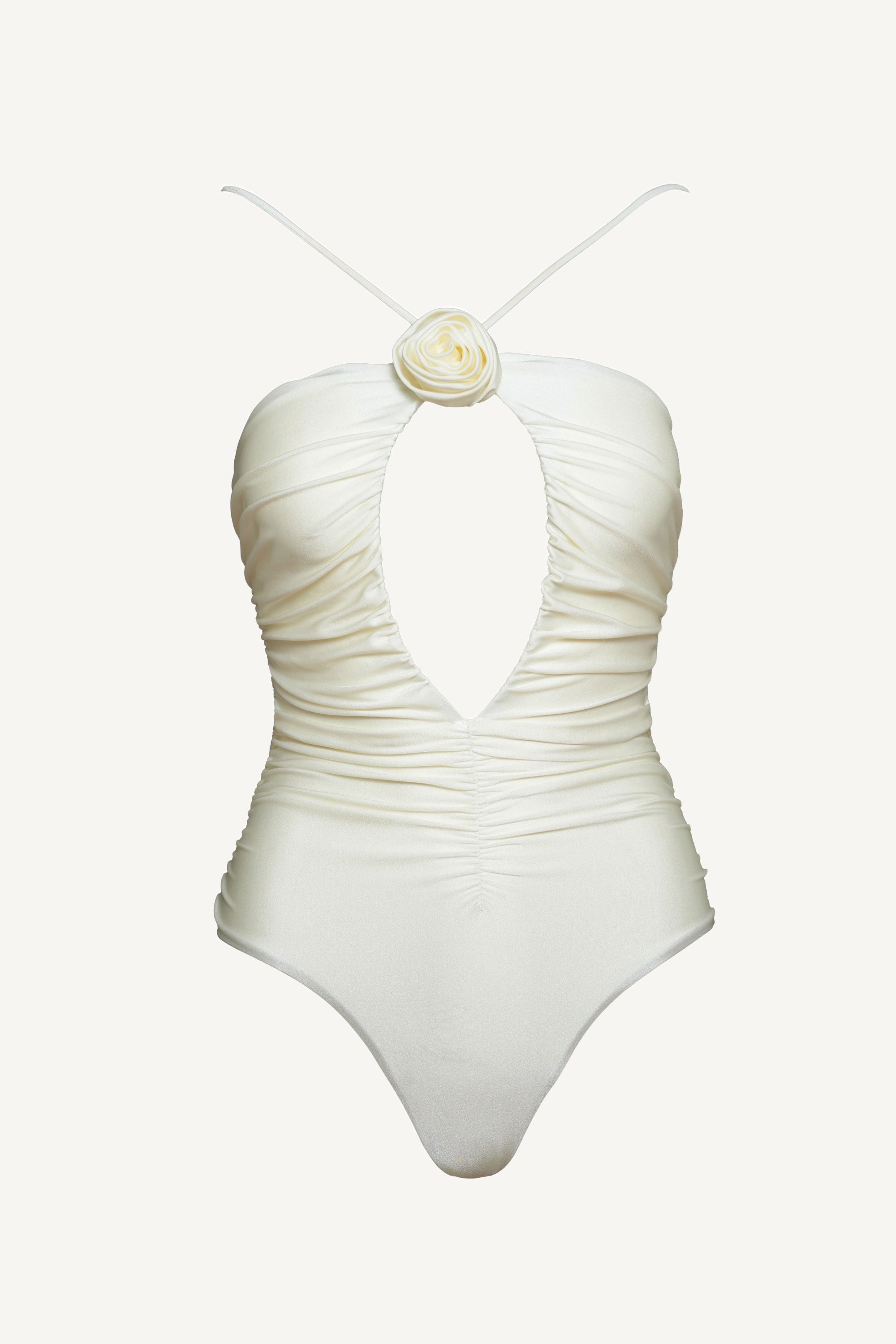 Ivory Flower Ruched One Piece