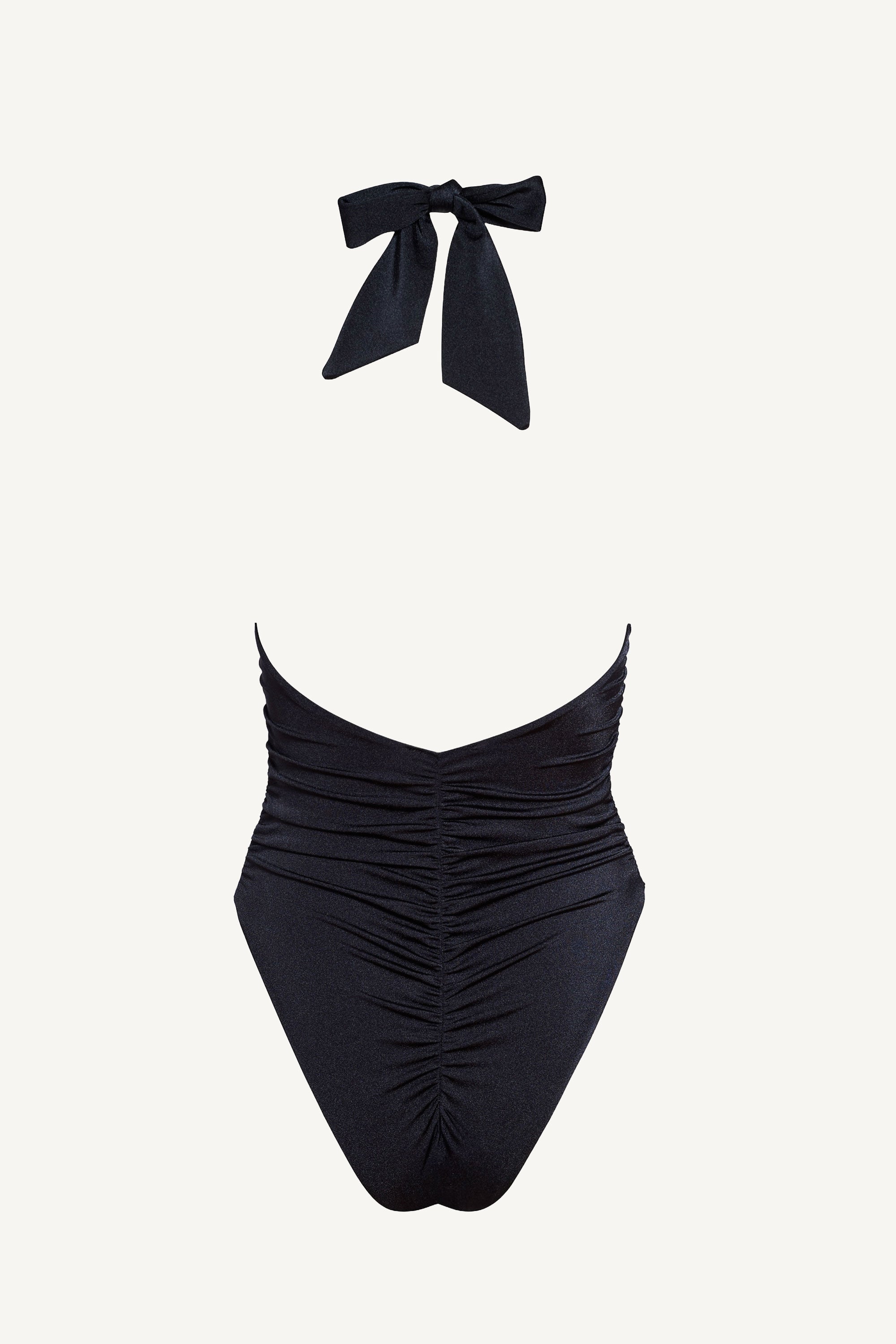 Onyx Ruched Halter Neck One Piece