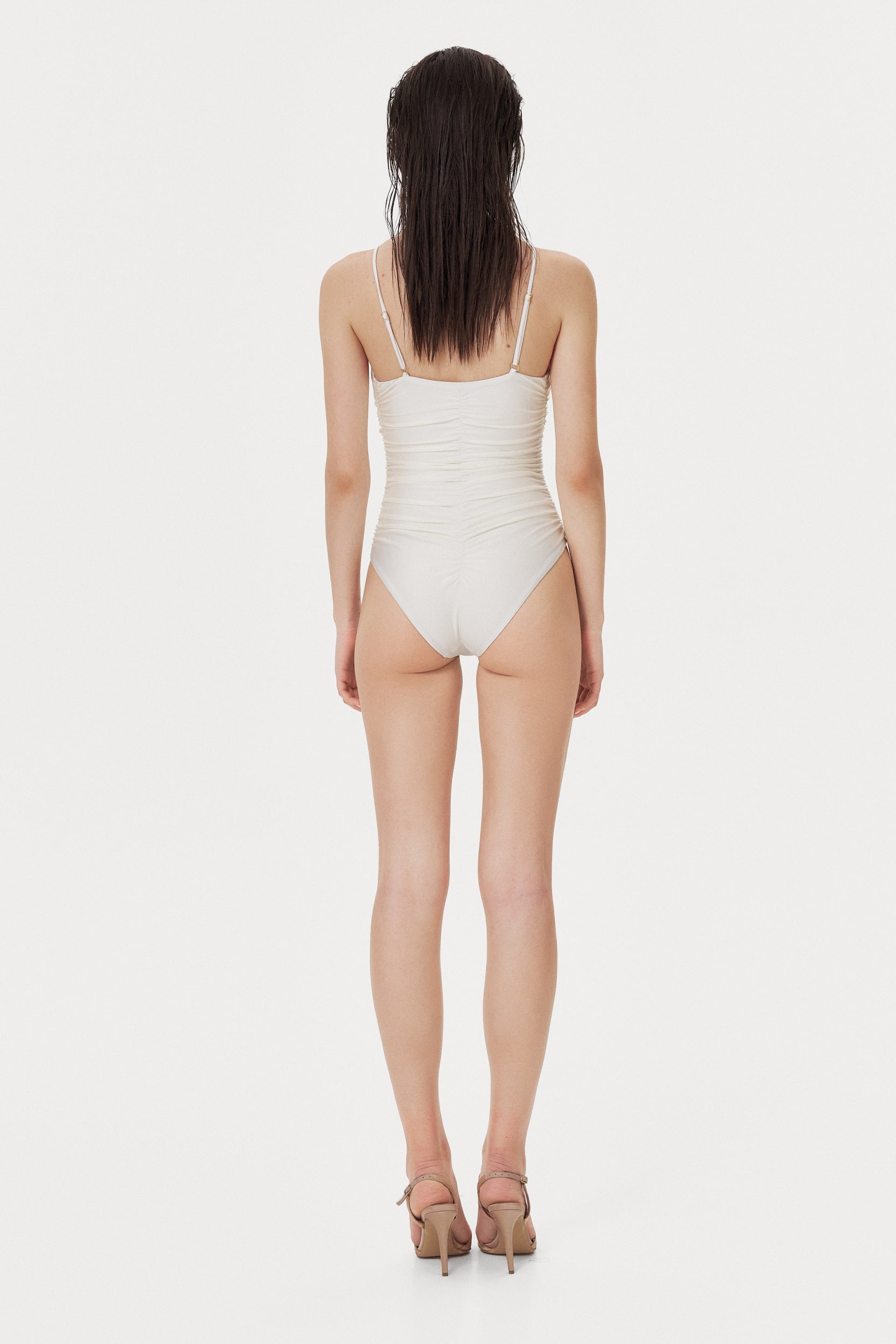 Ivory Flower Ruched One Piece