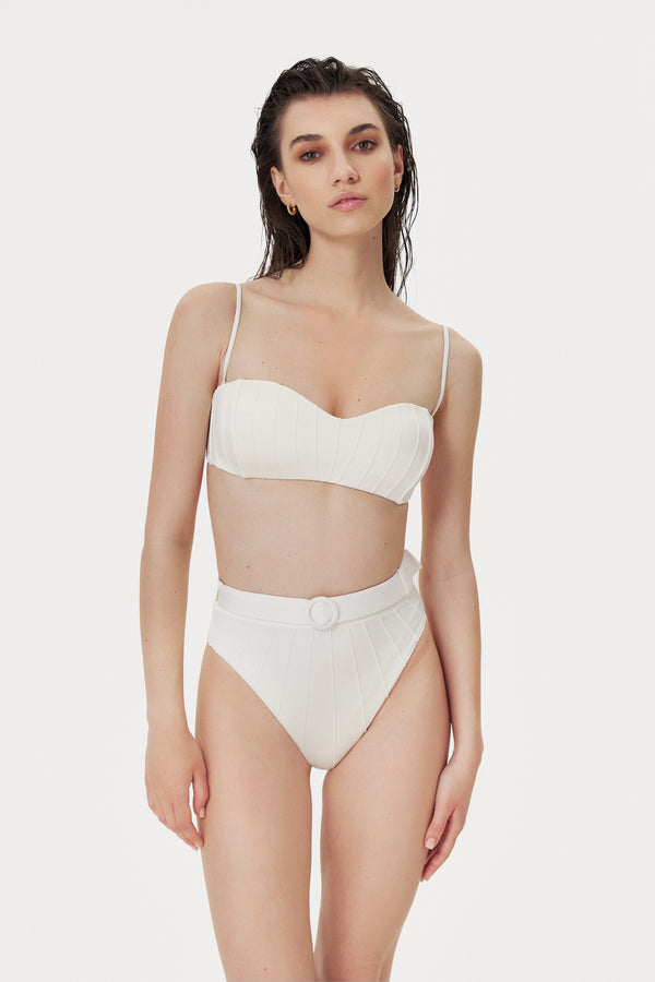 Sutien de baie Bandeau Coquillage Alb perlat