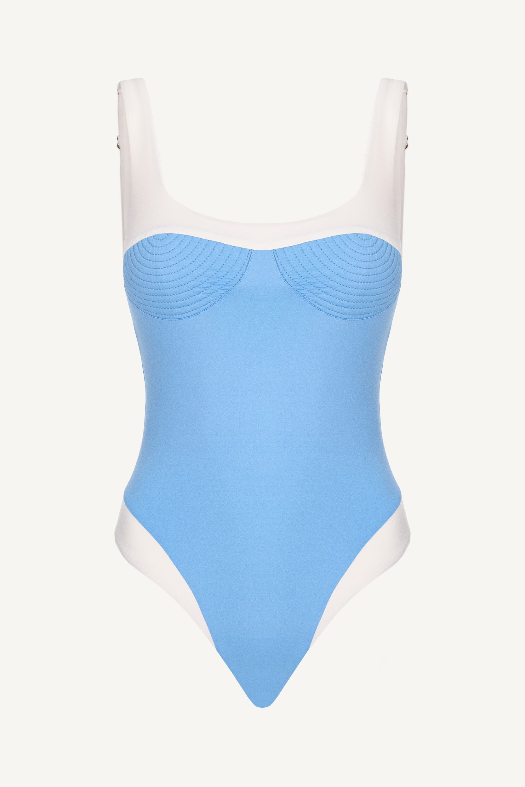 Costum de baie întreg cu decolteu Albastru Deschis