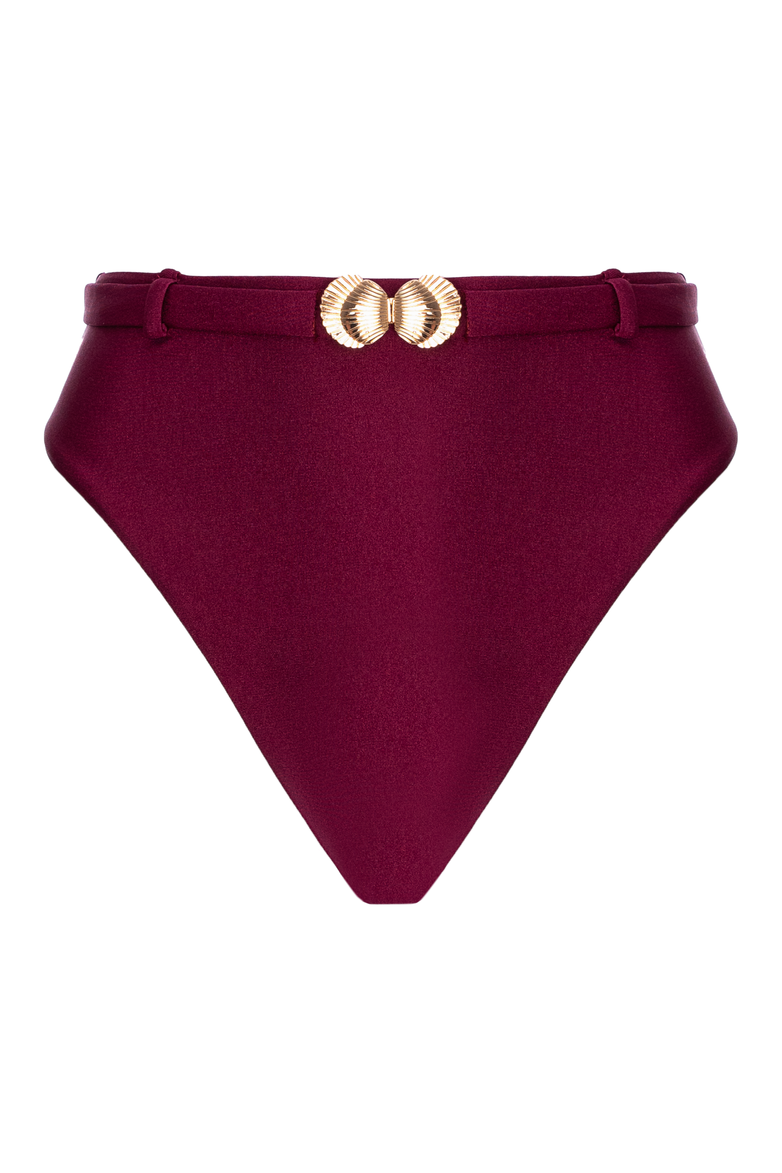 Burgundy Seashell High Leg Cut Bottom