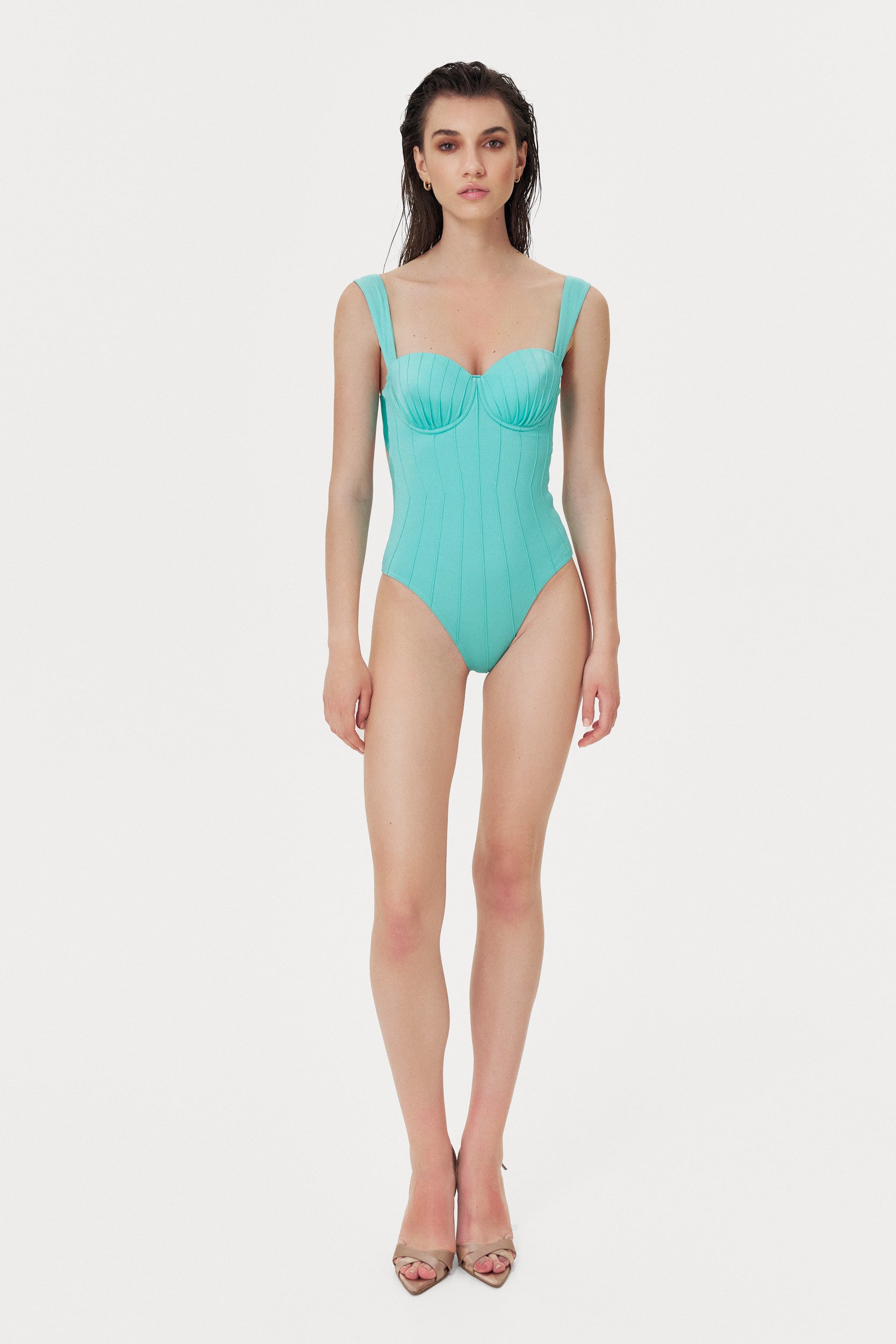 Turquoise Coquillage Balconette One Piece