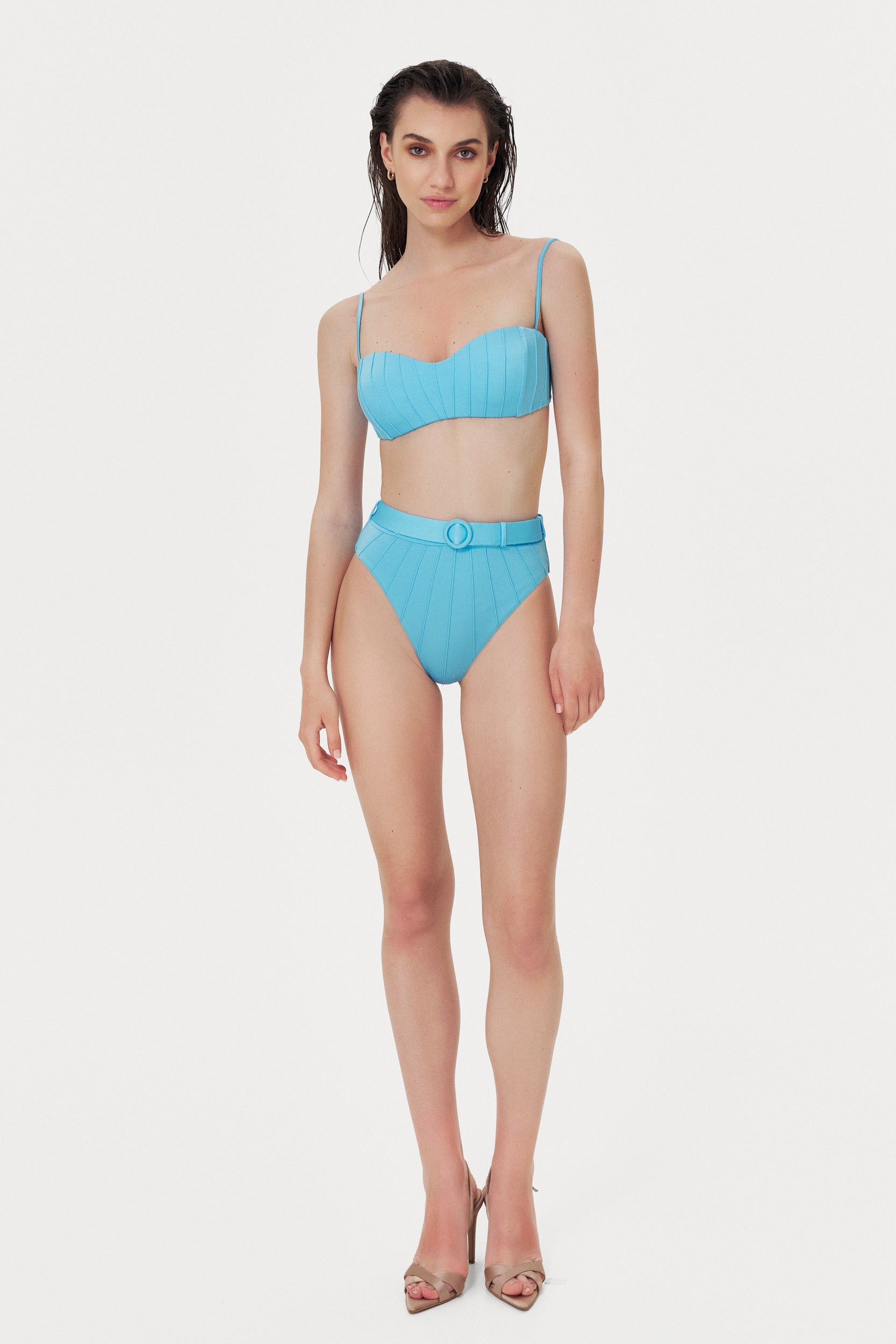 Baby Blue Coquillage High Waist Bikini Bottom