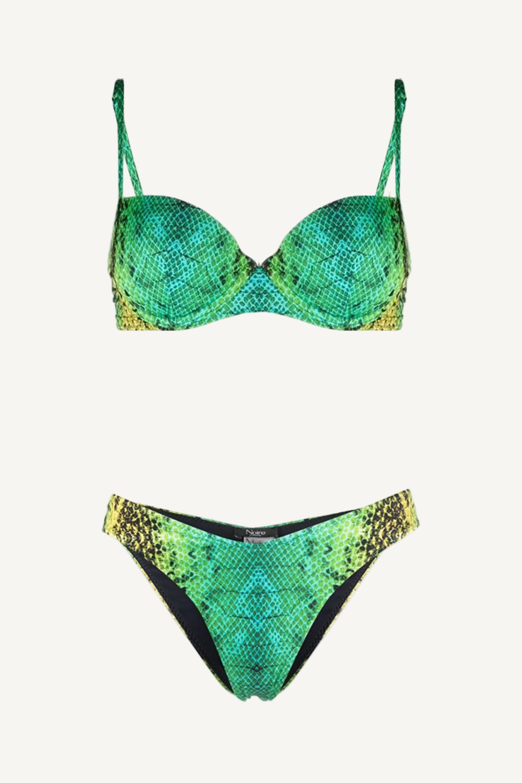 Top Push-Up Șarpe Verde & Slip V-Cut