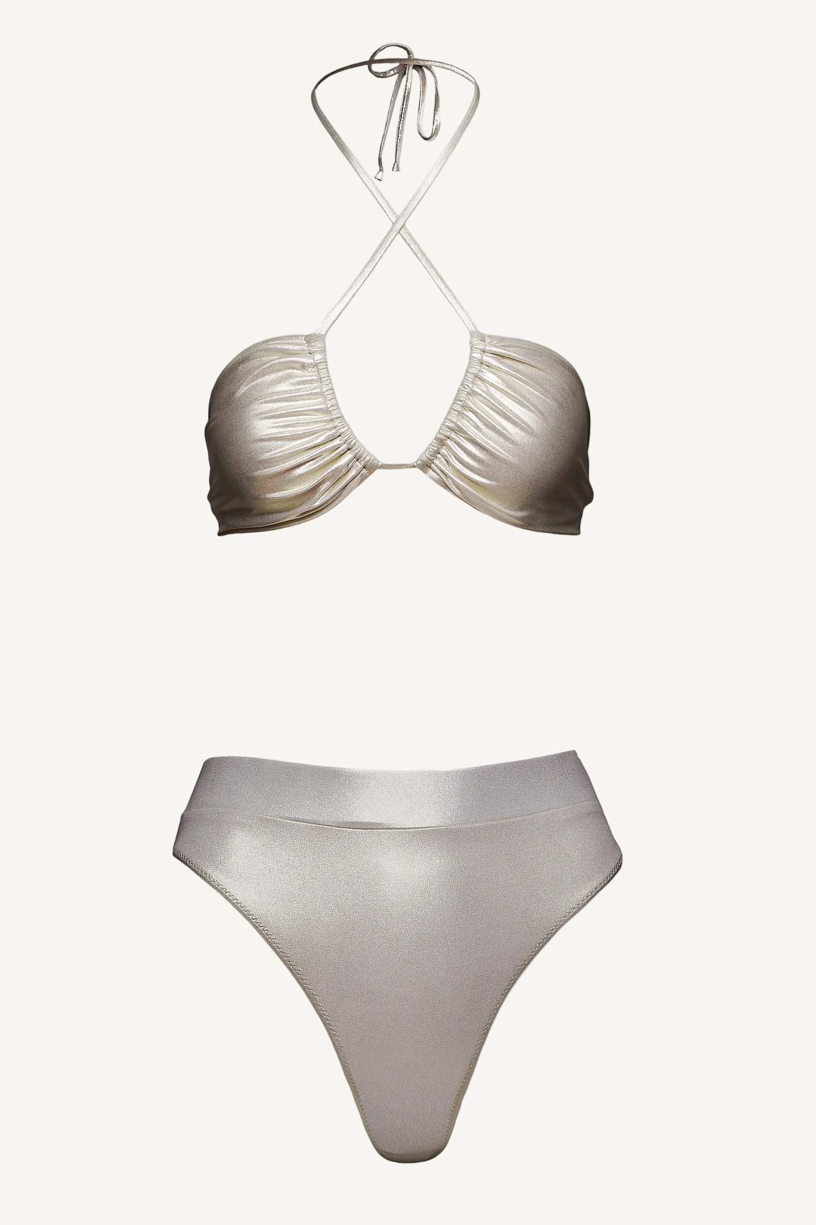 Top multiway Gia perlat metalic & slip cu talie înaltă