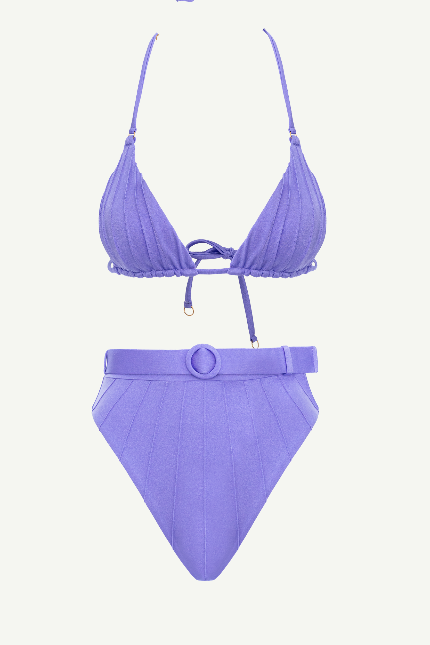 Coquillage Sutien triunghi & Slip de baie cu talie înaltă Mov ametist